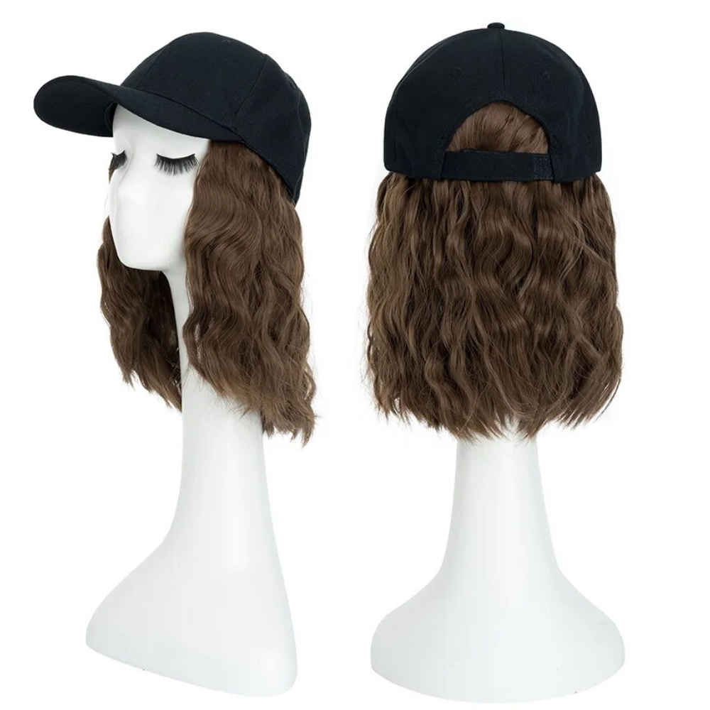 Raxiva-heat resistant synthetic wavy wig baseball cap extension