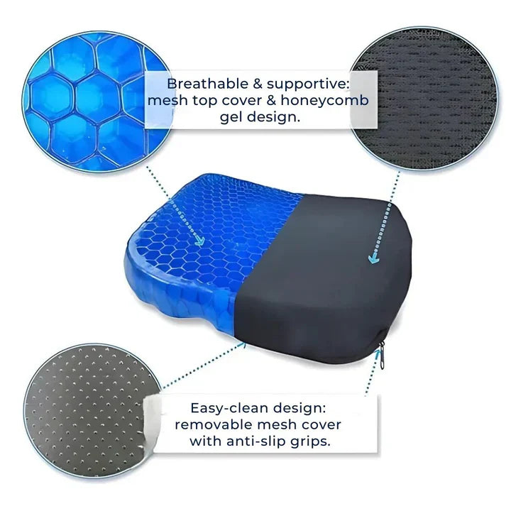 Raxiva-orthopedic gel seat cushion pressure relief tailbone lower back support office car wheelchair