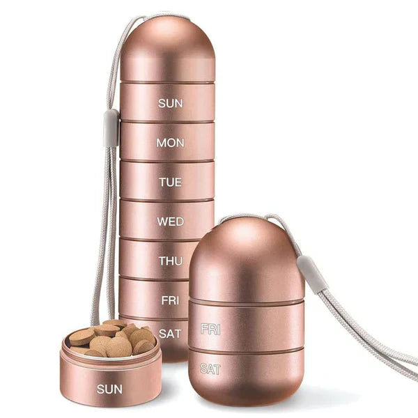 Raxiva-aluminum 7 day portable pill organizer for travel