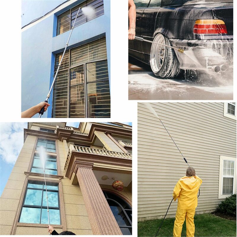 Raxiva-4000 psi telescoping high pressure washer wand set for gutter roof drainage walls cleaning