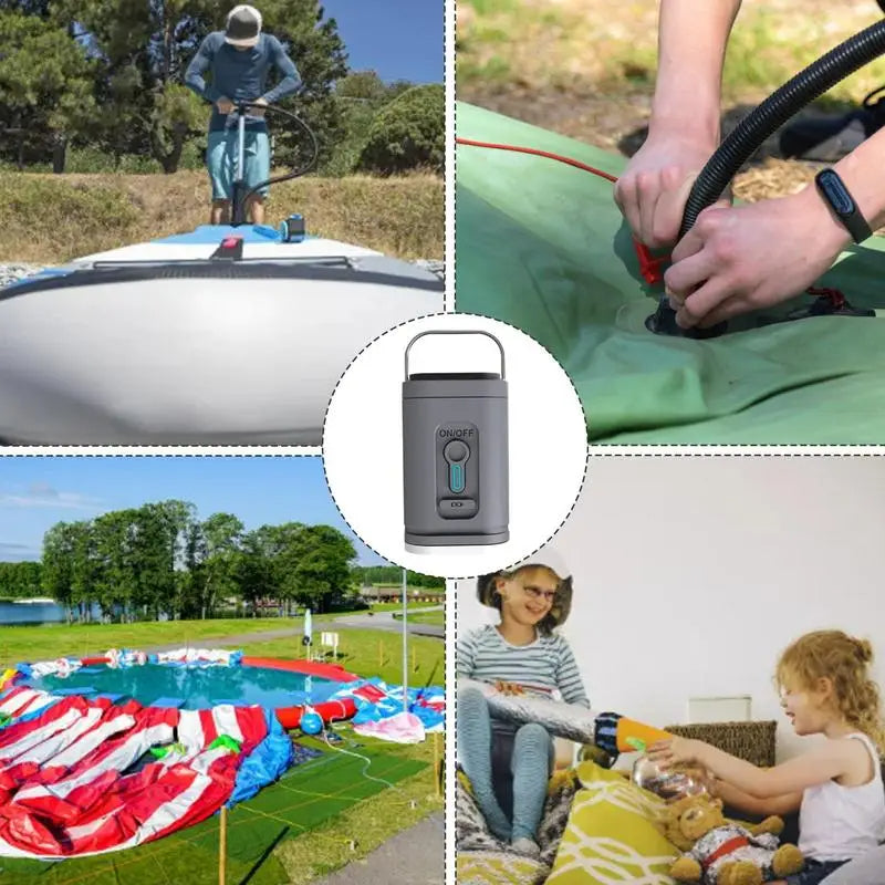 Raxiva - Compact Electric Air Mattress Pump – Mini Inflator with 5 Nozzles, 0.5 Psi/4500Pa Air Compressor for Effortless Inflatable Bed Setup