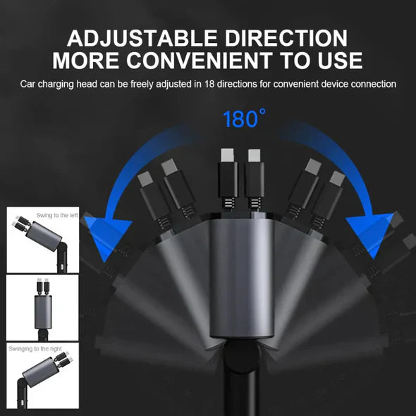 Raxiva-4 in 1 retractable car charger