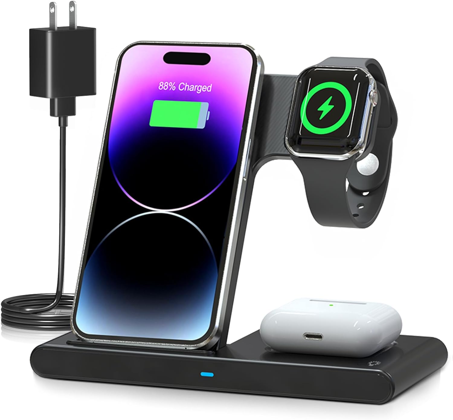 Raxiva-3 in 1 wireless fast charger stand for iphone watch airpods
