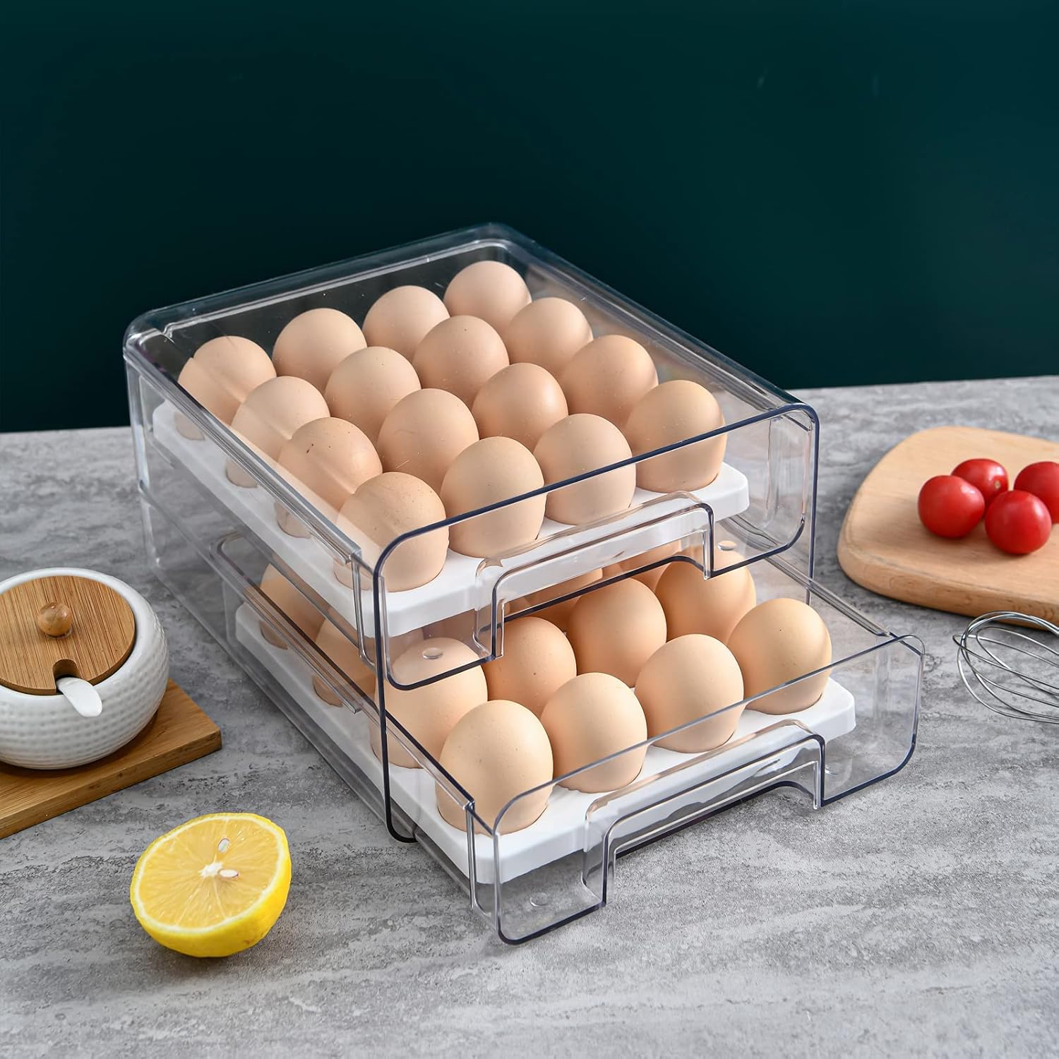 Raxiva-egg container holder in fridge