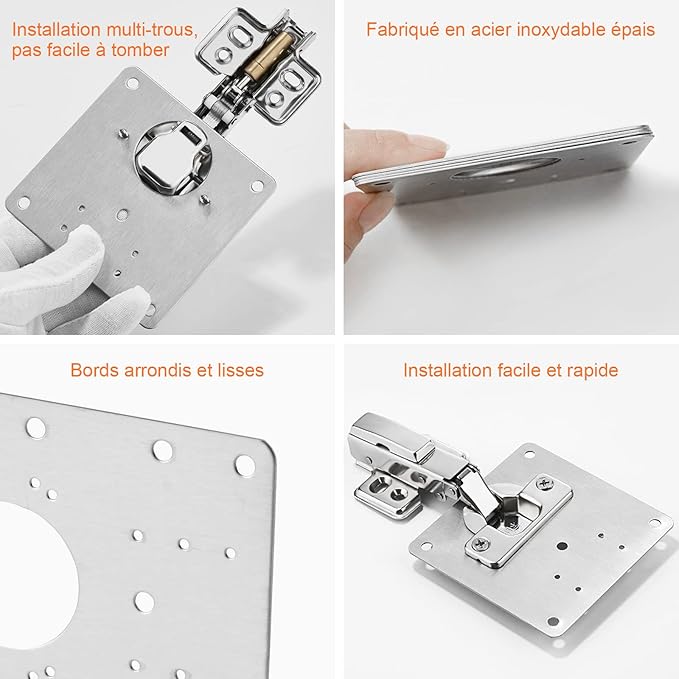 Raxiva-fixarmoire kit reparation charnieres acier inoxydable 4 pcs