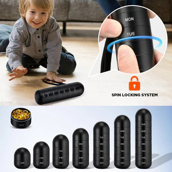 Raxiva-aluminum 7 day portable pill organizer for travel