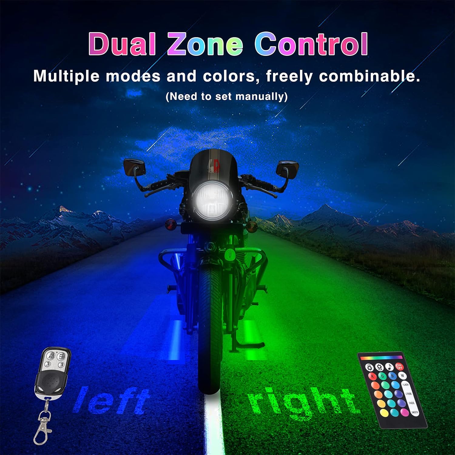 Raxiva-12pcs motorcycle led light kit with brake turn signal