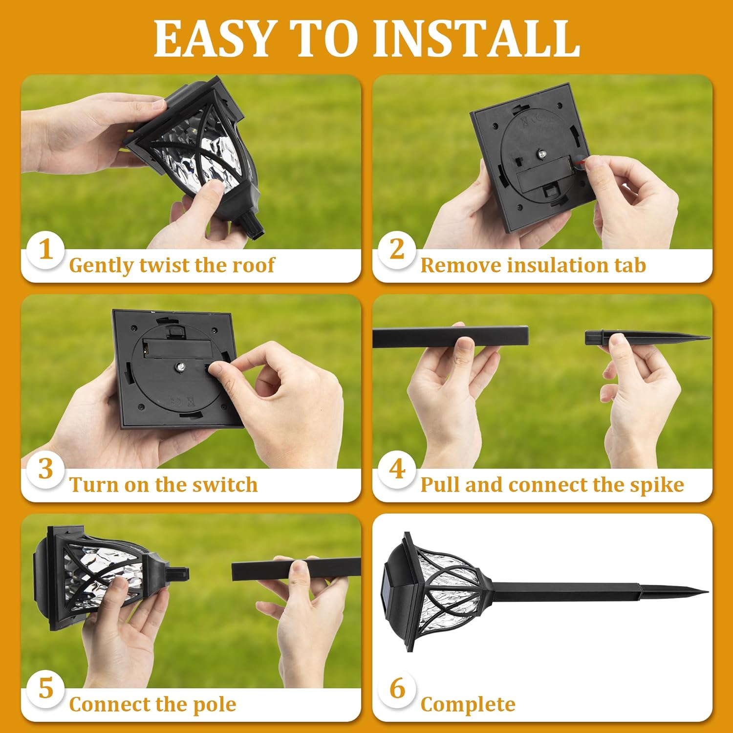 Raxiva-6 pack led solar pathway garden lights outdoor