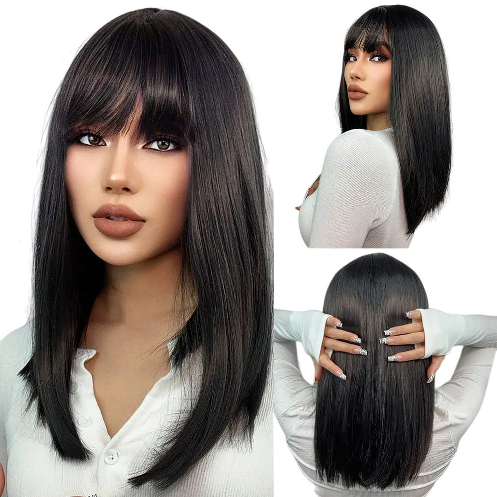 Raxiva-chic short straight bob wig with bangs effortless style