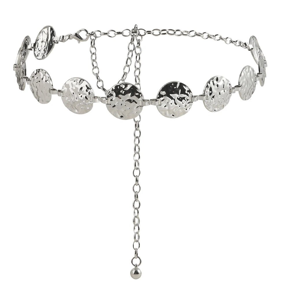 Raxiva-elegant metal chain belt add glamour to your dress