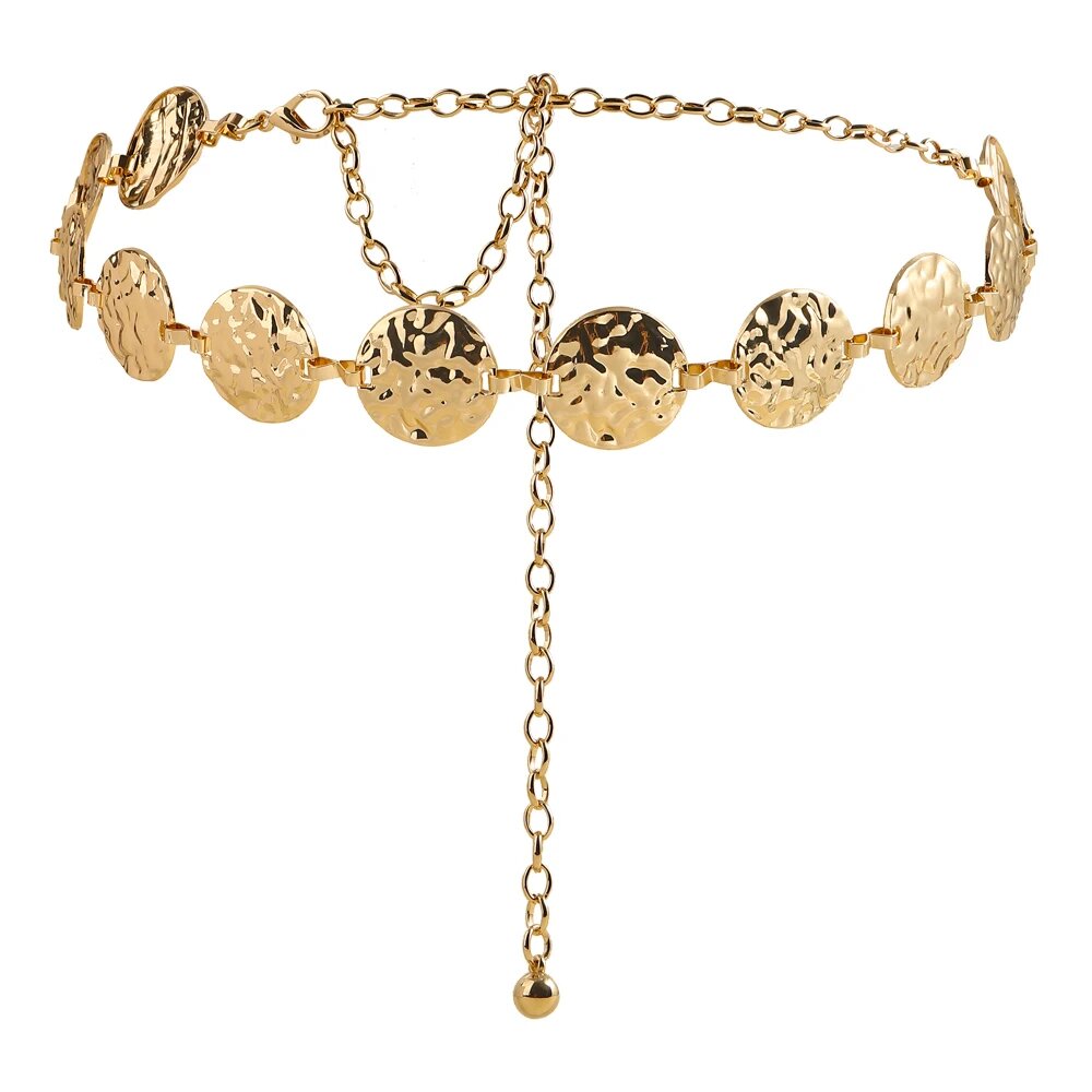 Raxiva-elegant metal chain belt add glamour to your dress