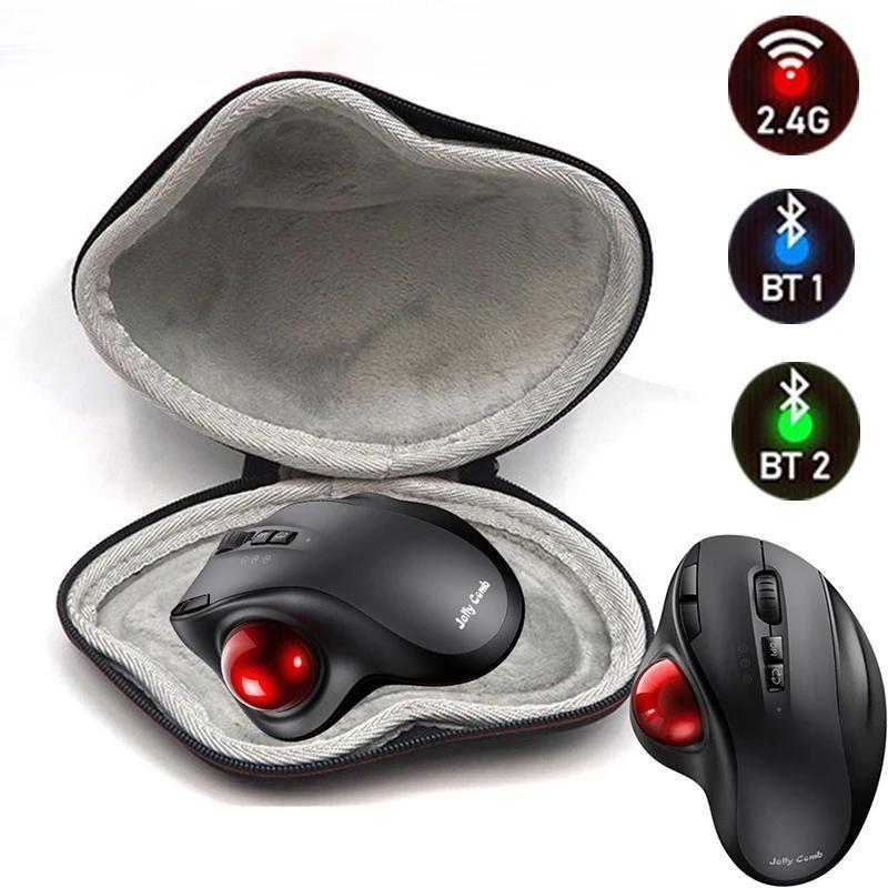 Raxiva - Ergonomic 2.4G Wireless Trackball Mouse – Precision Vertical Laser Mouse with 2400 DPI & Protective Hard Case for Laptop/Desktop