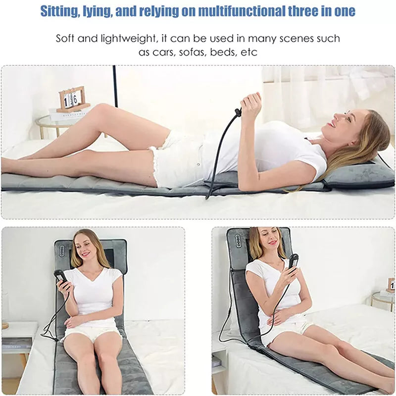 Raxiva-shiatsu massage mat with heat relaxing full body electric pad