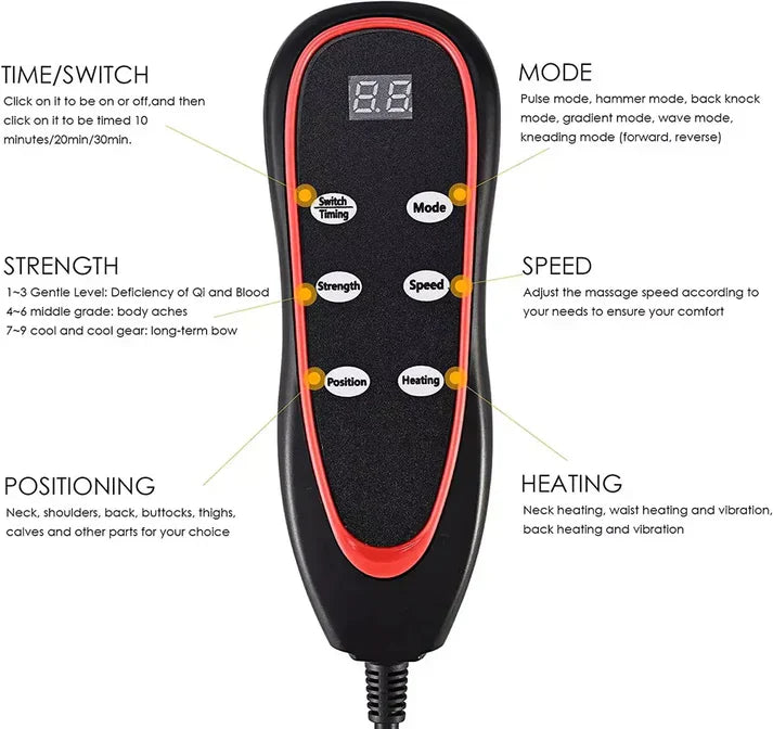 Raxiva-shiatsu massage mat with heat relaxing full body electric pad