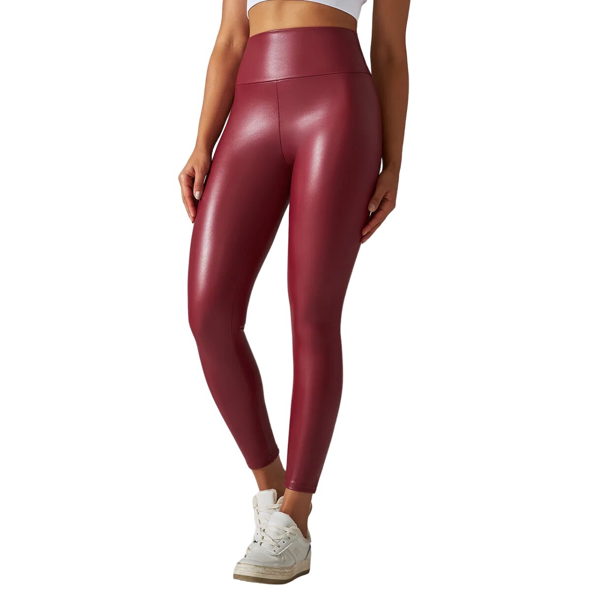 Raxiva-high waisted faux leather push up leggings sculpt your figure in style