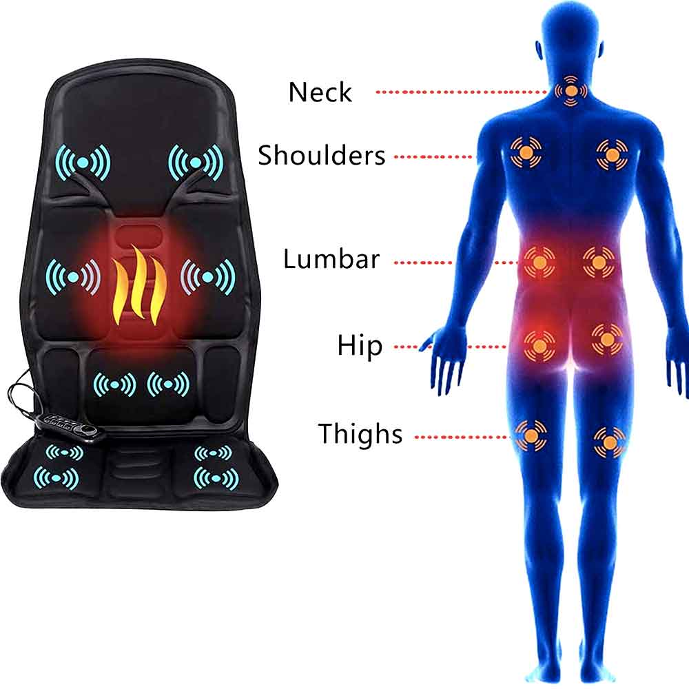 Raxiva-8 mode massage chair pad with heated back neck cushion for car home