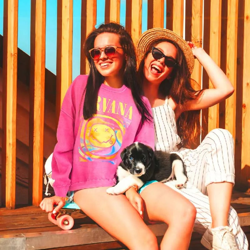 Raxiva oversized smiley sweatshirt