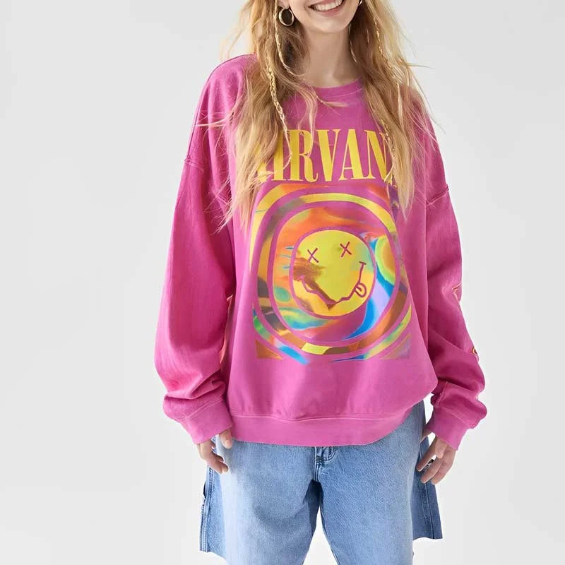 Raxiva oversized smiley sweatshirt