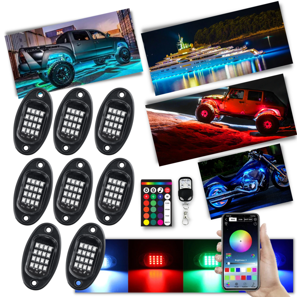 Pack of 8 RGB Light for Vehicles-Raxiva-SKU38841708345098301GARAGE7491699376189, Pack of 8 RGB Light for Vehicles, , Raxiva, GARAGE,