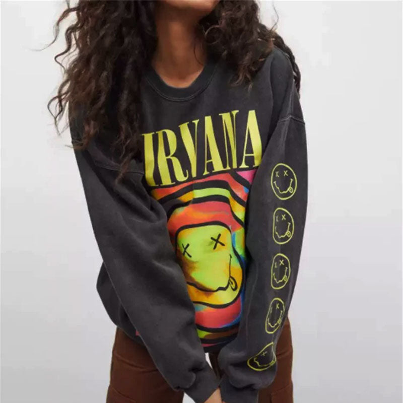 Raxiva oversized smiley sweatshirt