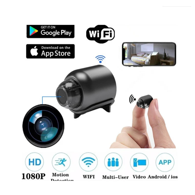 Raxiva-mini wifi camera 1080p wireless surveillance security with night vision motion detection 160 degree audio recording google play compatible perfect for baby monitoring ip cam needs
