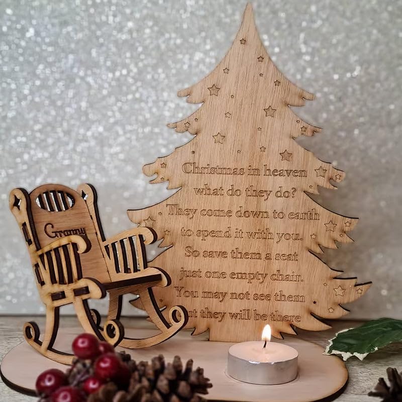 Raxiva - Christmas Tealight Candle Holder – "Merry Christmas in Heaven" Remembrance Ornament for Cherished Holiday Memories & Tabletop Décor