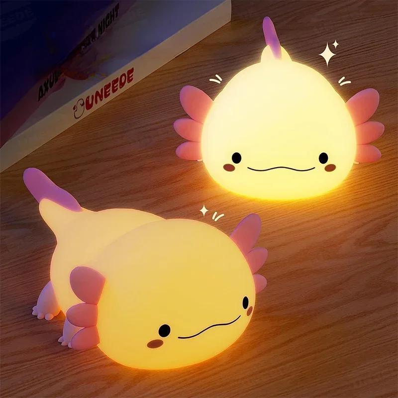 Raxiva - Cute Axolotl Night Lamp – Soft Silicone Touch Lamp, USB Rechargeable for Kids' Nursery