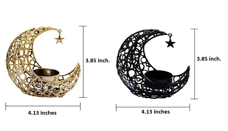 Raxiva - Elegant Black or Gold Crescent Moon Candle Holders – Romantic Tealight Décor for Weddings, Christmas, and Special Occasions