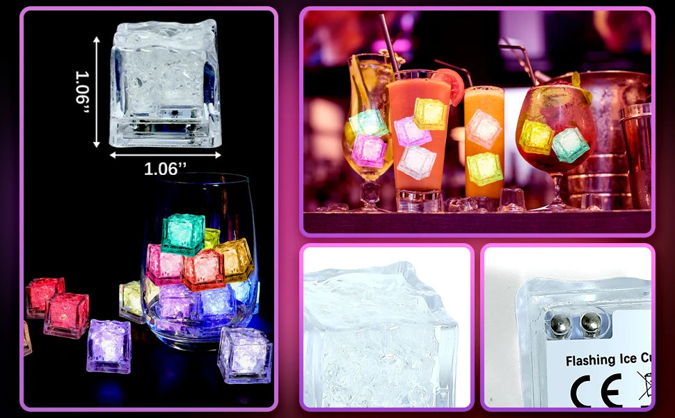 Raxiva - Glowing LED Ice Cubes – Ignite Fun with Fast-Flash Water Toys for Vibrant Party Decorations and Magical Drinks!