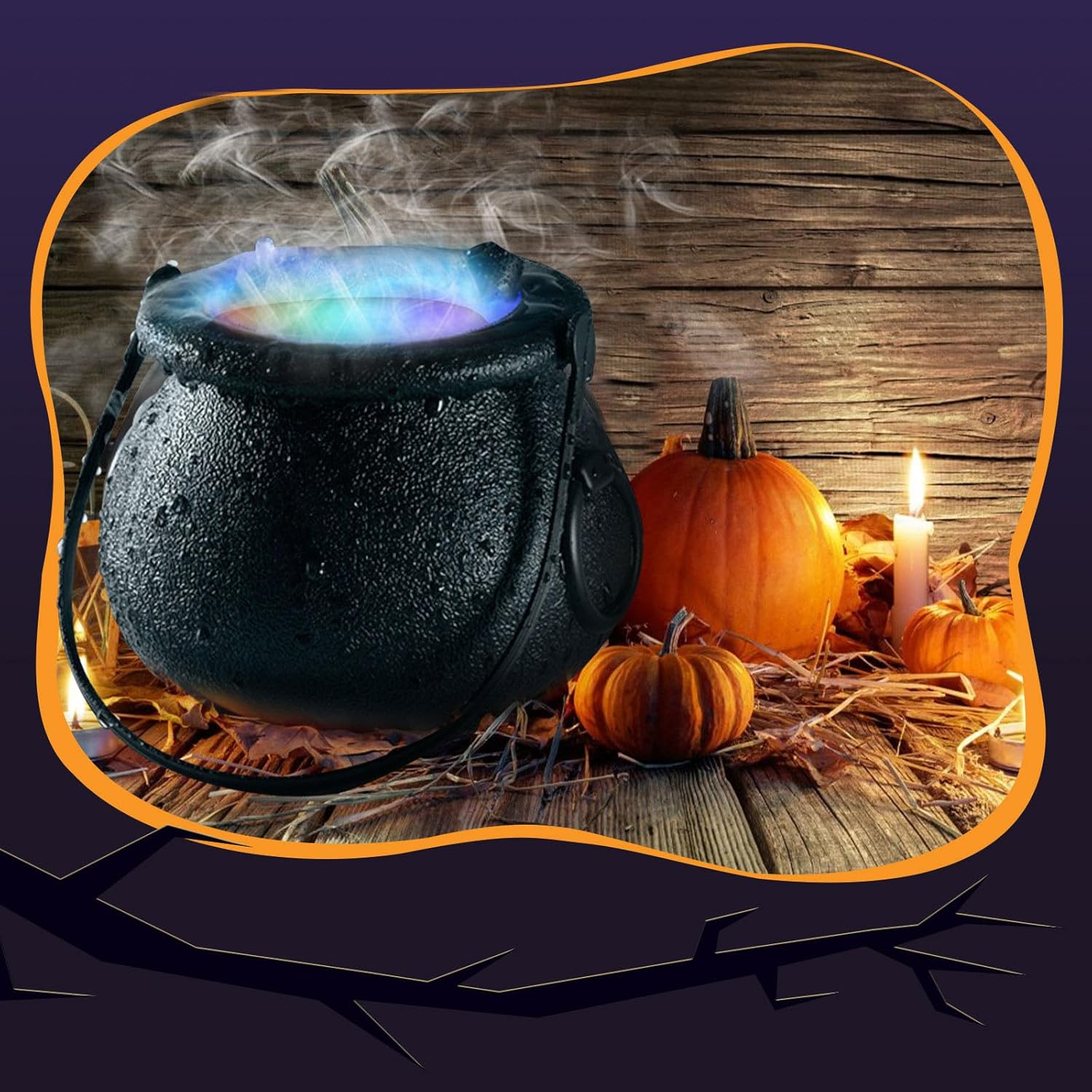 Raxiva - Halloween Witch Jar Atomization Lamp - Black Witch Jar Atomizer Lamp with LED Lights for Holiday Party Fog Smoke Making