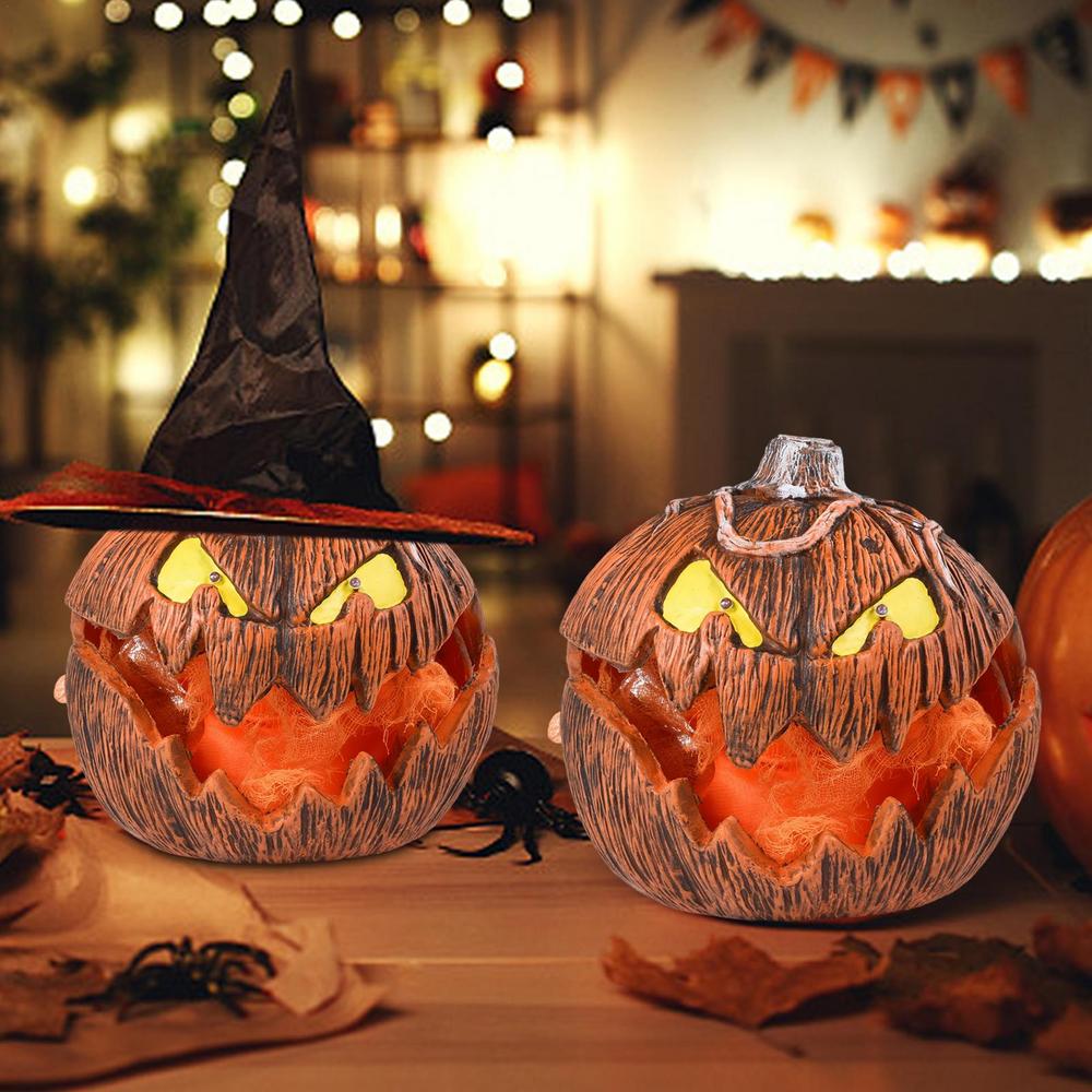 Raxiva - LED Pumpkin Lantern - Jack-O-Lantern Decor Mouth Open Talking Halloween Pumpkin Lights For Indoor