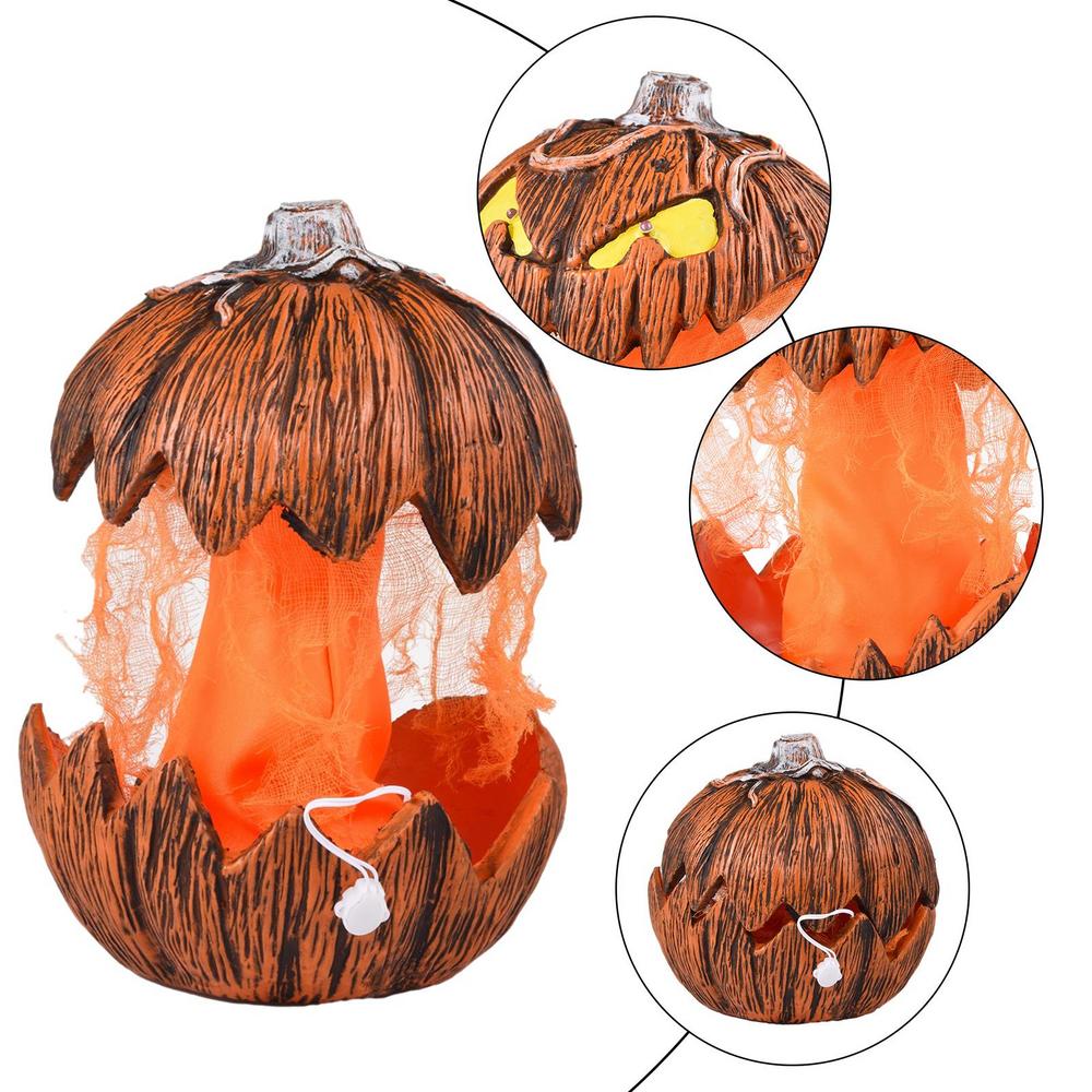Raxiva - LED Pumpkin Lantern - Jack-O-Lantern Decor Mouth Open Talking Halloween Pumpkin Lights For Indoor