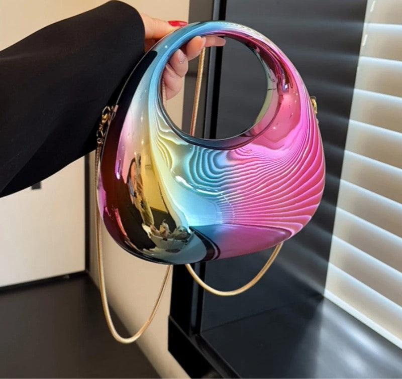 Raxiva - Luxury Chrome Wrislet Evening Clutch – Designer Bag for Women, Perfect for Weddings & Parties