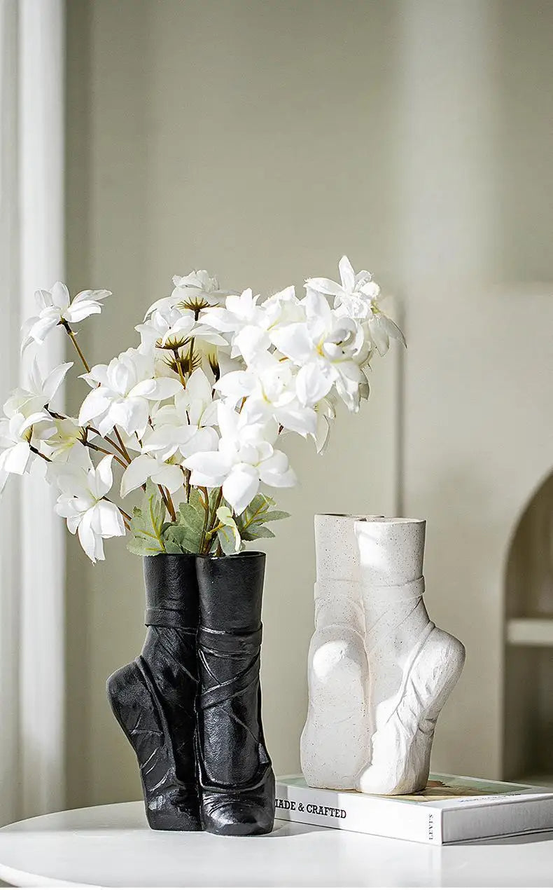 Raxiva - Nordic Ceramic Ballet Shoes Art Vase – Elegant Vase Sculpture for Home Decor and Flower Arrangements