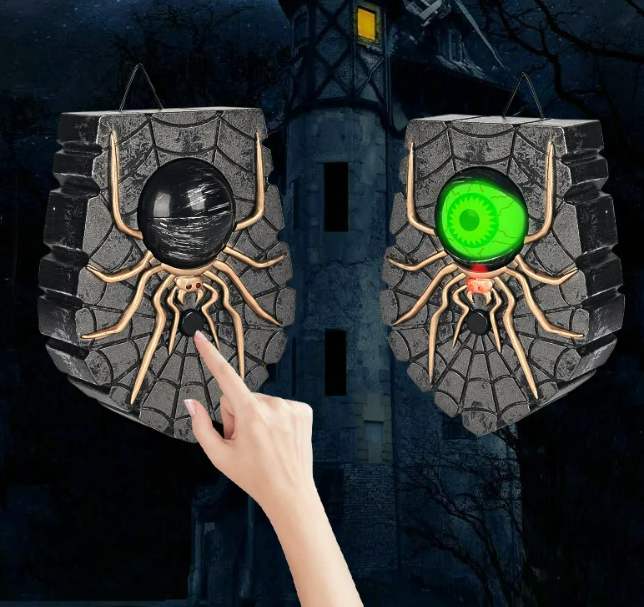 Raxiva - One-Eyed Doorbell - Halloween Doorbell Decoration, Luminous Eyeball Spider Bell Decor, Gift for Halloween