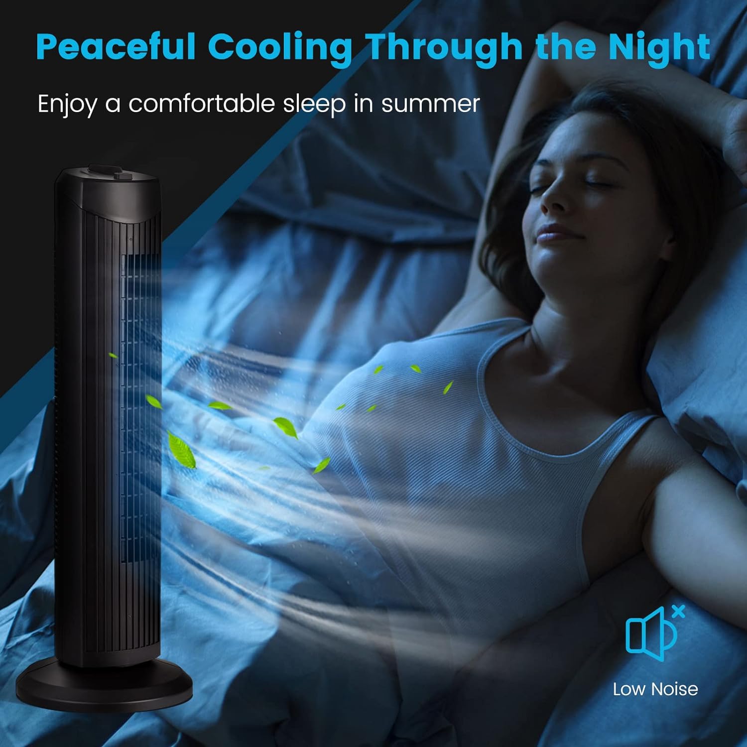 Raxiva - Oscillating Digital Tower Fan With Speed Control Switch