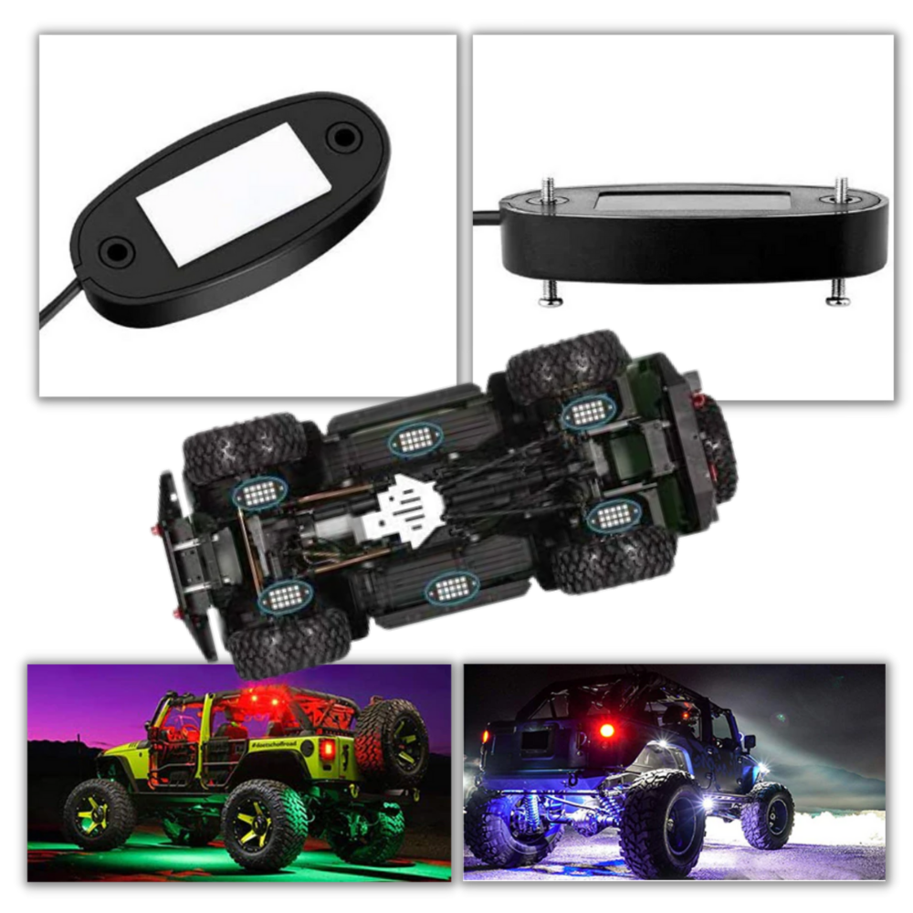 Raxiva - Pack of 8 RGB Light for Vehicles