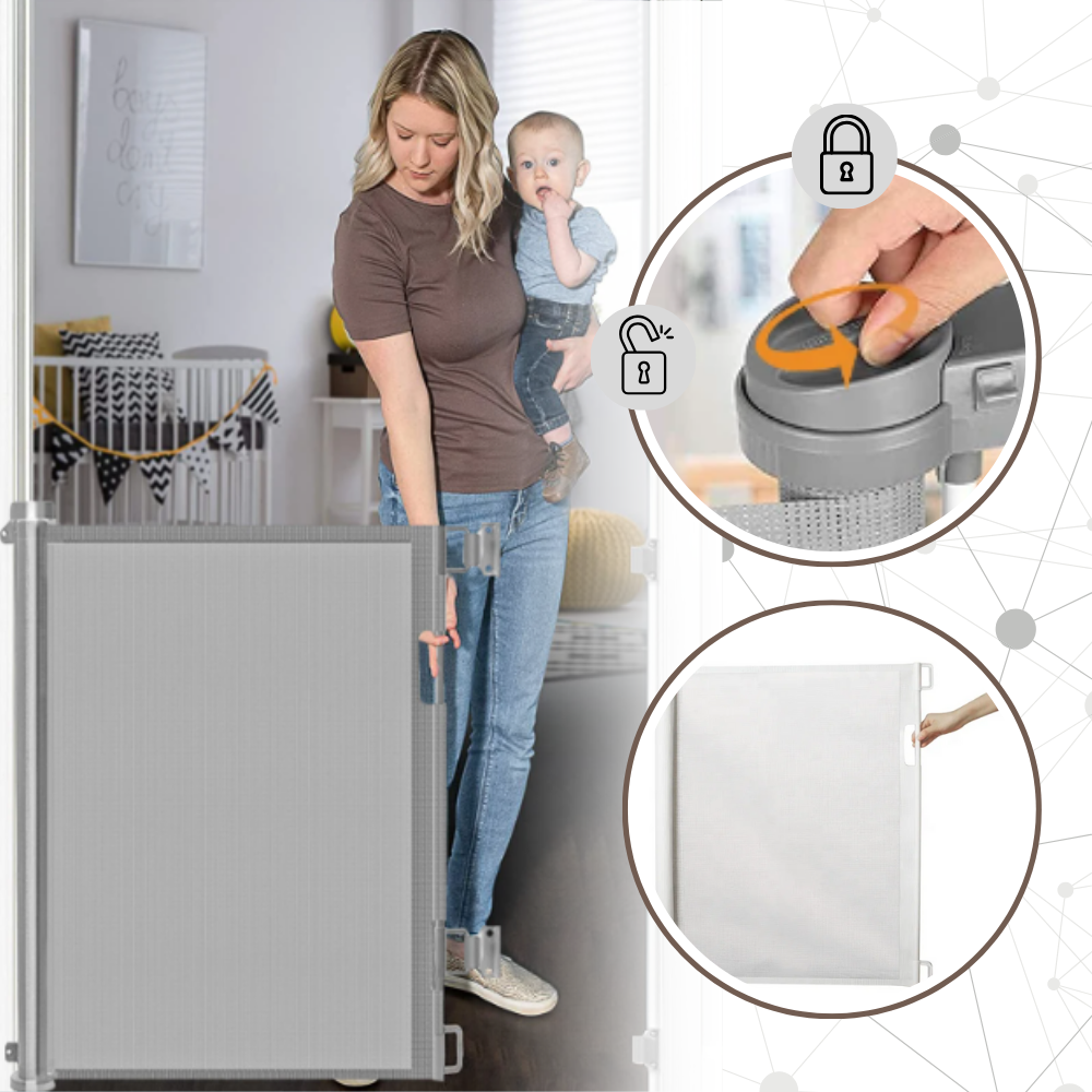 Raxiva - Retractable Sturdy Mesh Pet & Baby Gate