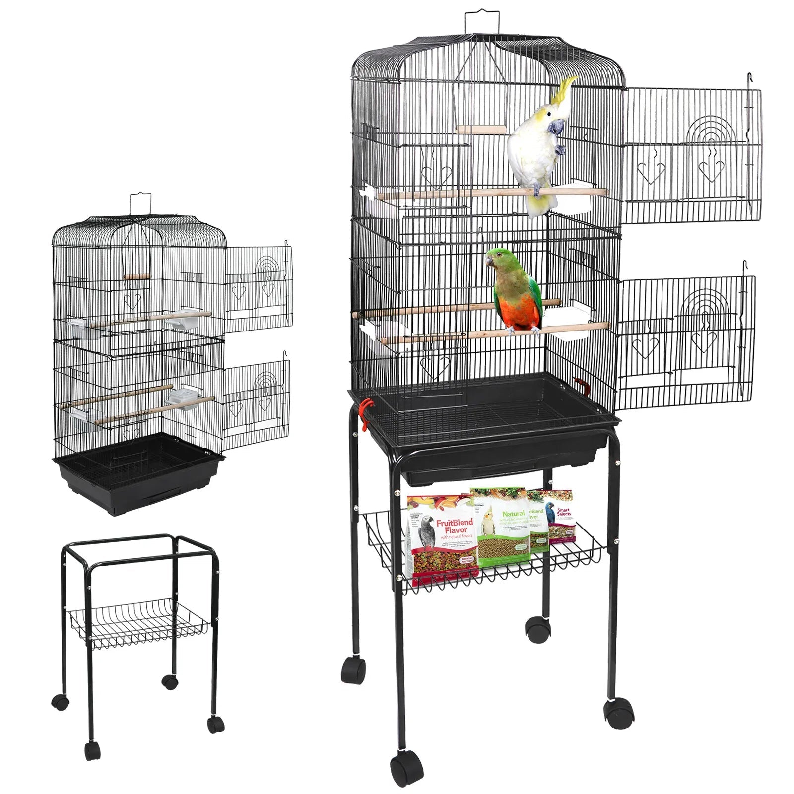 Raxiva - Rolling Bird Parrot Stand Cage