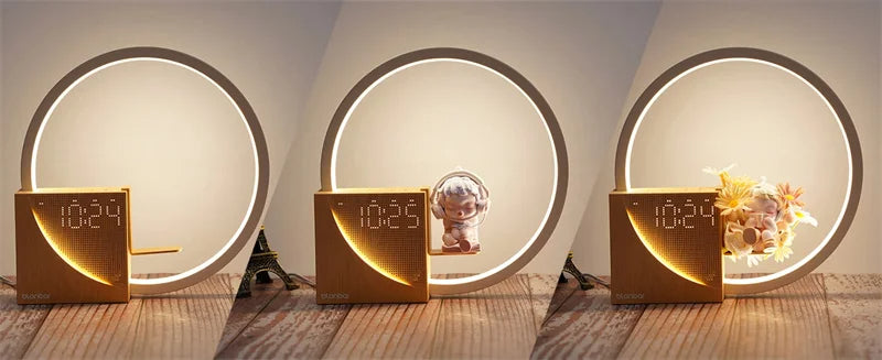 Raxiva - Touch Control Bedside Lamp – Night Light with Natural Sounds and Alarm Clock, Featuring 3 Levels of Brightness