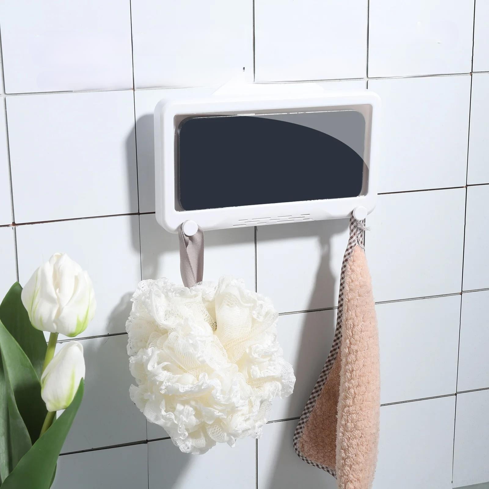 Raxiva - Waterproof Shower Phone Holder – 360° Rotating Anti-Fog Case for High Sensitivity Access, Perfect for Your Bathroom Wall