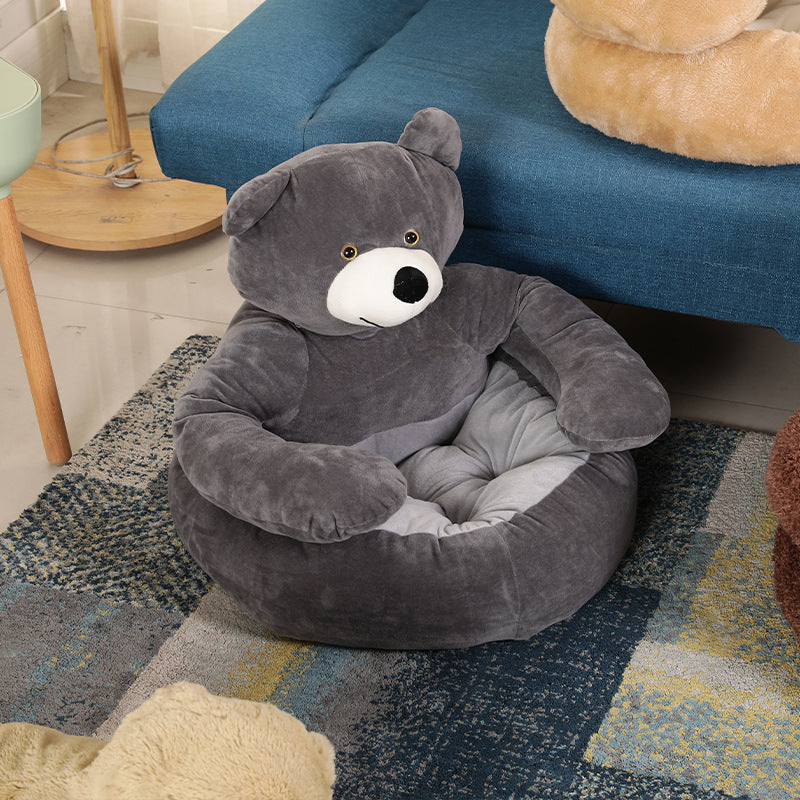 Raxiva-bear shaped winter plush dog bed