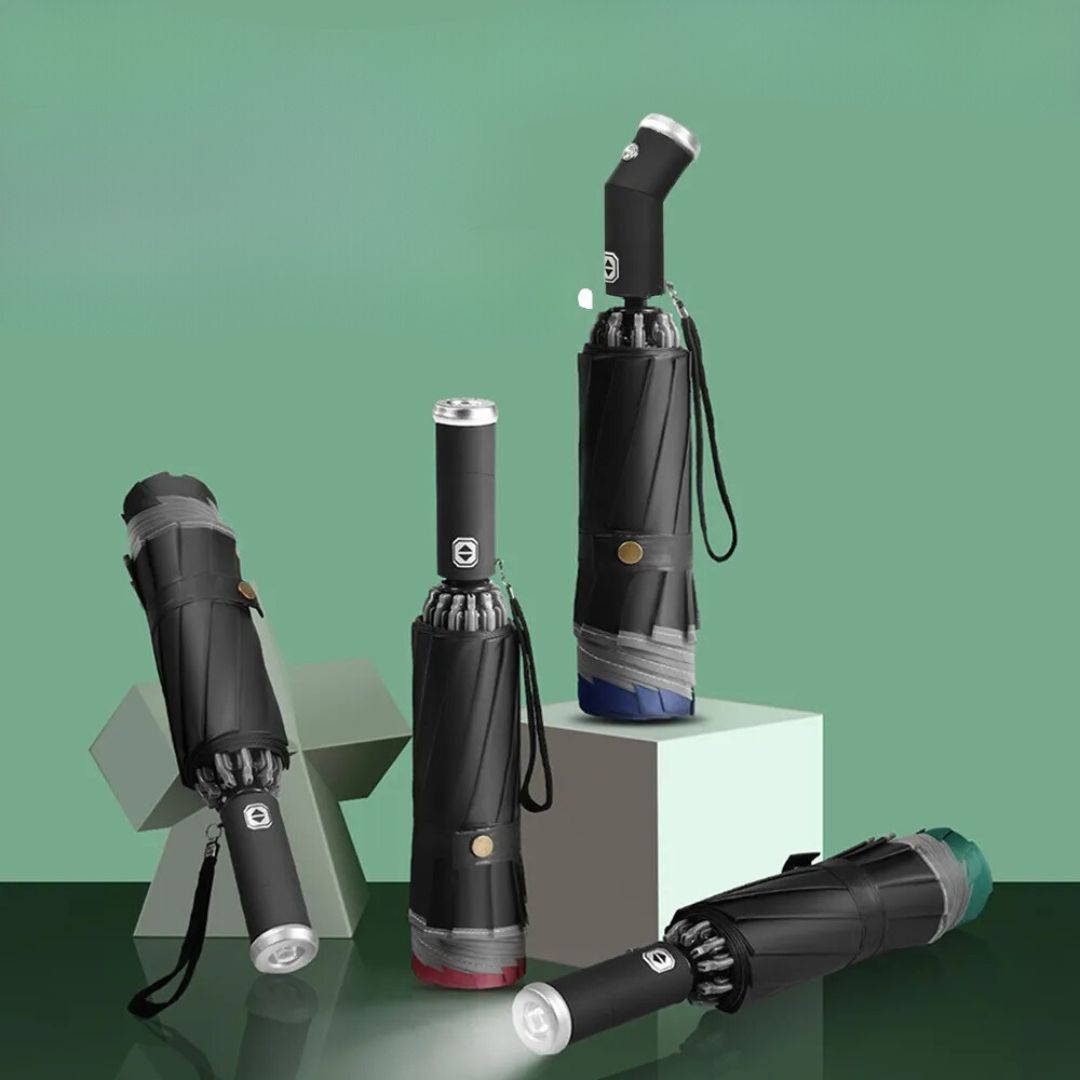 Raxiva-parapluie avec led et lampe de poche integree