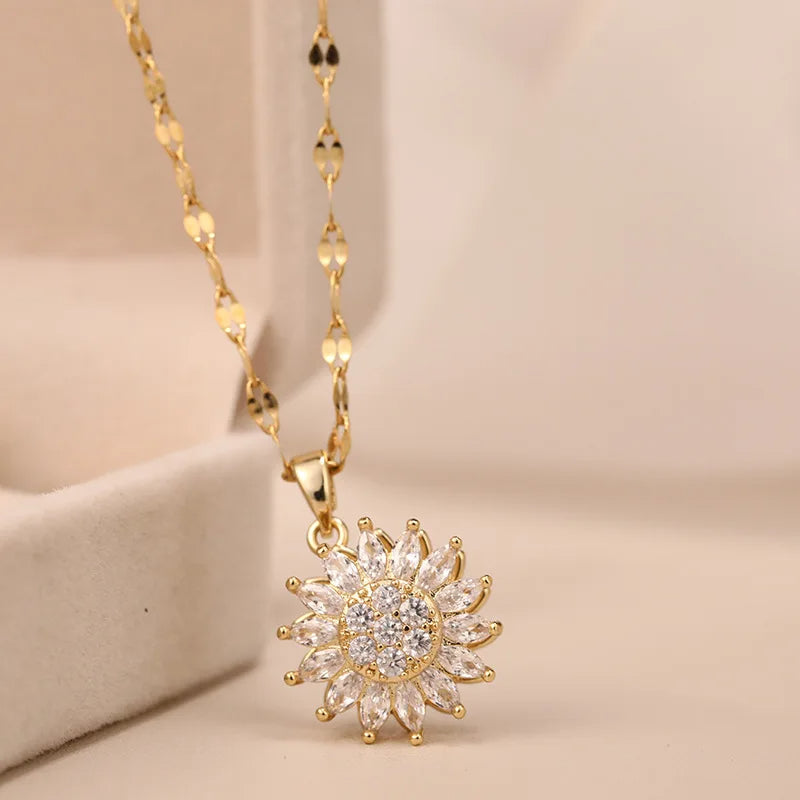 Raxiva-sunflower pendant necklace embrace joy and elegance daily