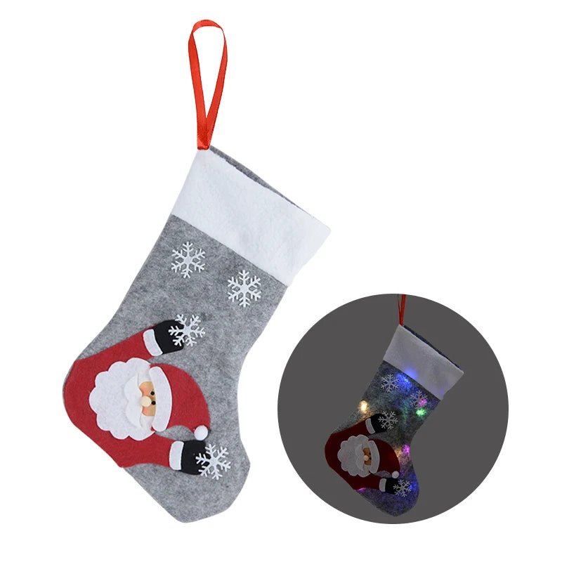 Raxiva-christmas stockings led lights snowman santa elk bear designs festive cheer fireplace tree