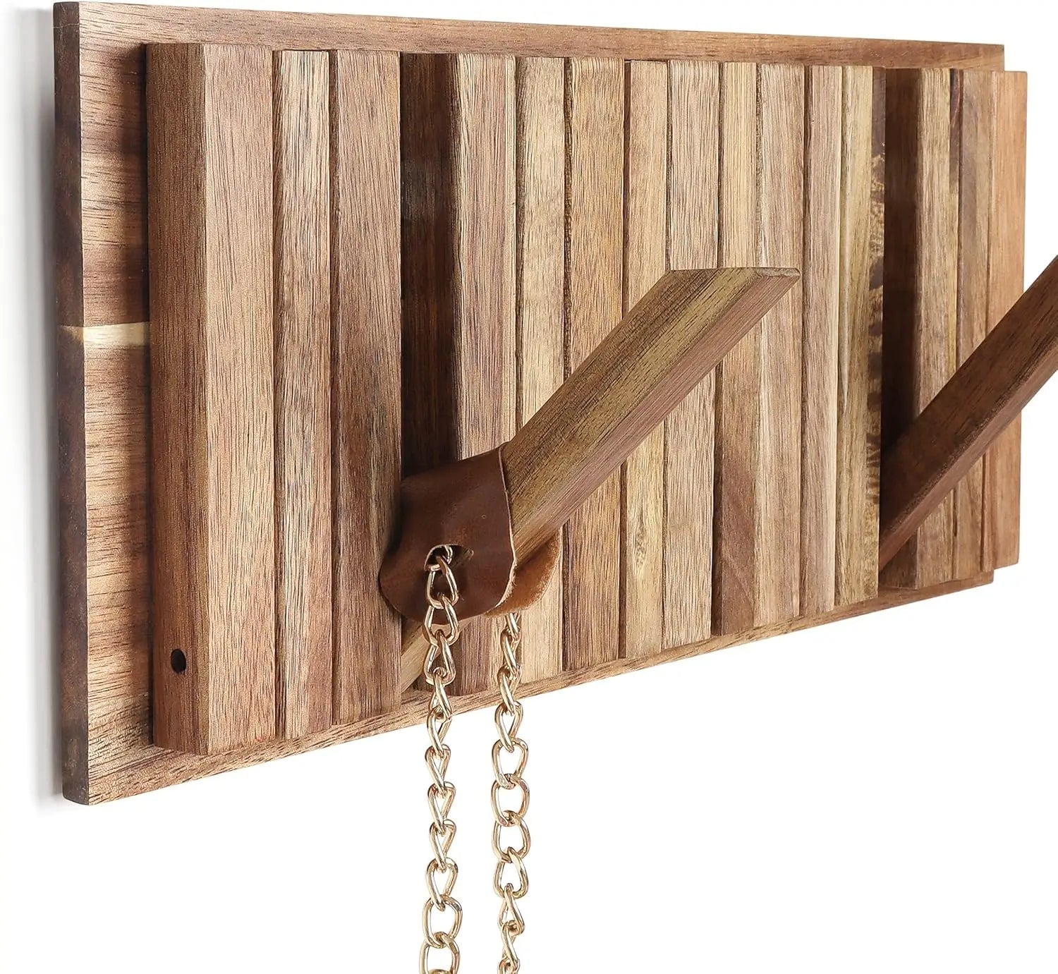 Raxiva-rustic wall mounted coat rack 8 flip hooks