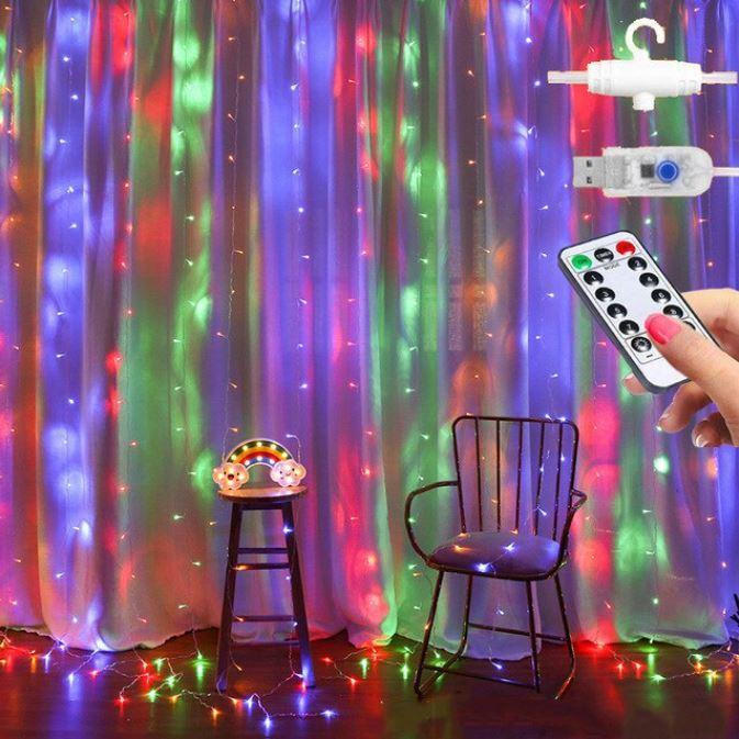 Raxiva-rideau etoiles guirlandes lumineuses festives