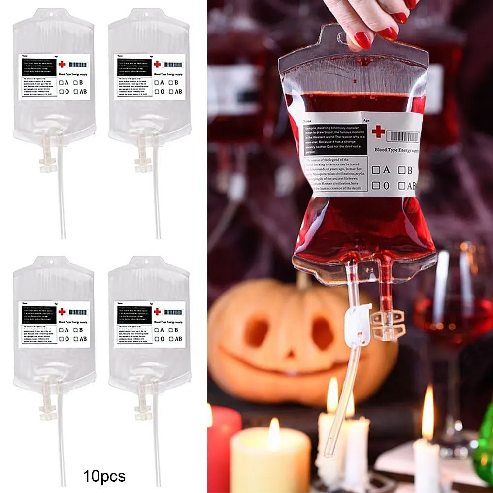 Raxiva-halloween blood bag drink pack reusable cups containers vampire zombie party supplies