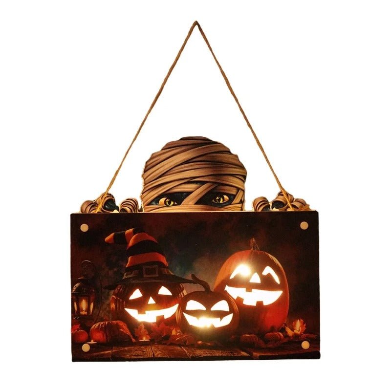 Raxiva-halloween house sign night light wooden door hanging decor