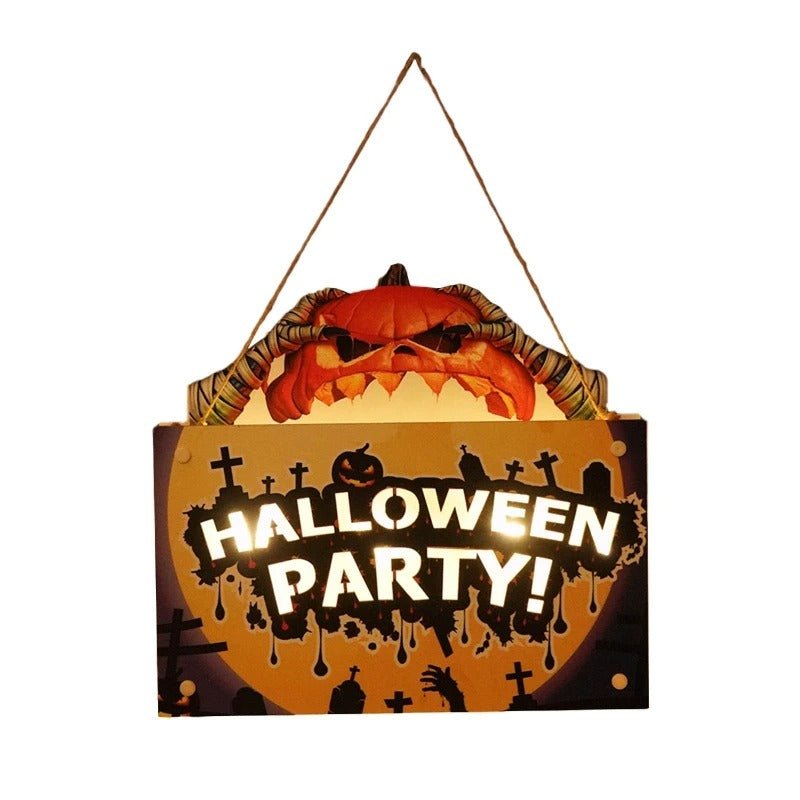Raxiva-halloween house sign night light wooden door hanging decor